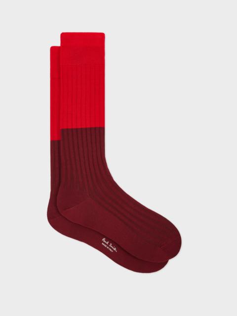 Paul Smith Red Ribbed Colour Block Socks