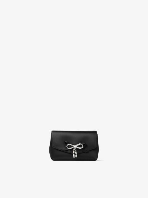 JIMMY CHOO Soft Bow Mini Bag
Black Satin Mini Bag with Crystal Bow
