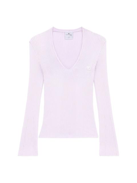 courrèges V-neck ribbed jumper