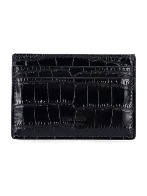 TOM FORD Tom Ford Croco Embossed Leather Cardholder