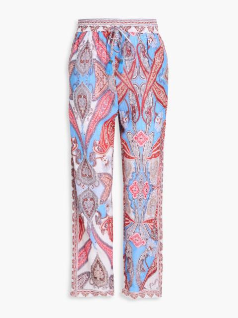 FARM RIO Paisley-print cotton-blend gauze tapered pants
