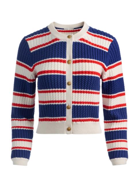 Alice + Olivia DOLLIE STRIPED CABLE CARDIGAN