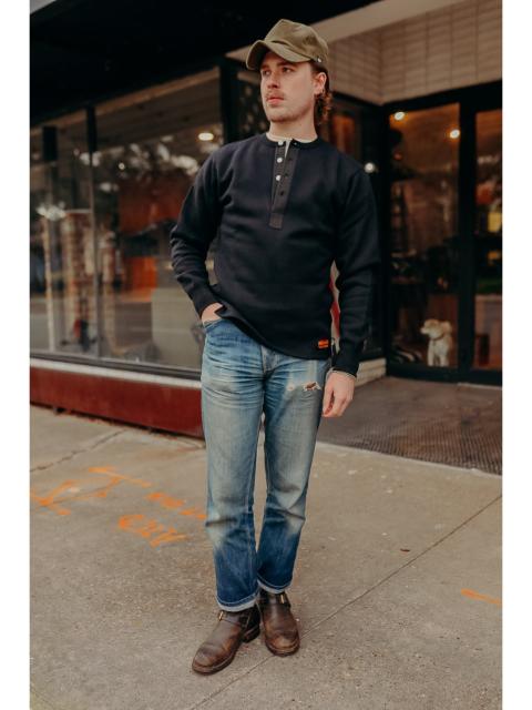 Iron Heart 11OZ HENLEY LONG SLEEVED SWEATER - BLACK IHTL-2401-BLK