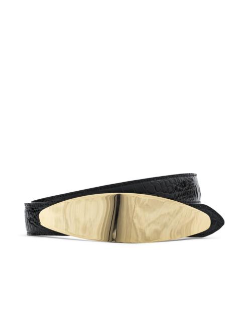 L'AGENCE Maroux Croc-Embossed Leather Belt