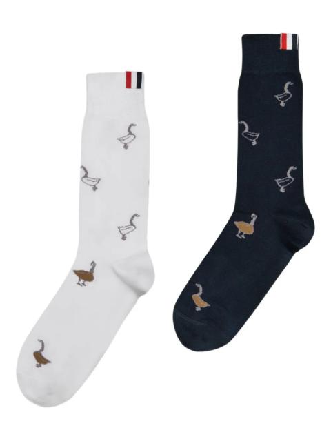 Thom Browne Funmix Geese Jacquard Mid Calf Socks Men