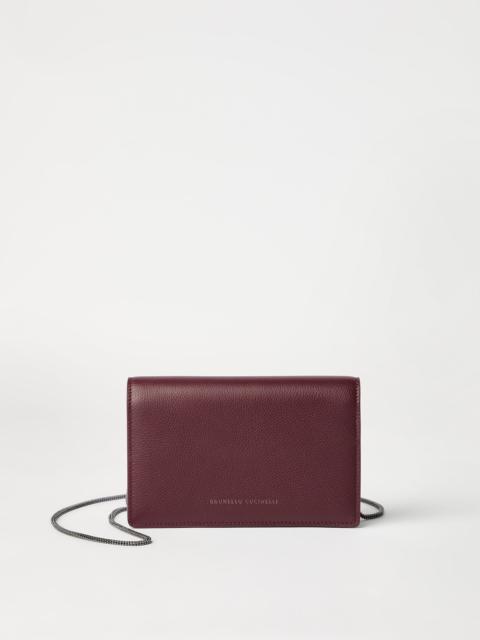 Brunello Cucinelli Grained leather wallet with detachable precious strap