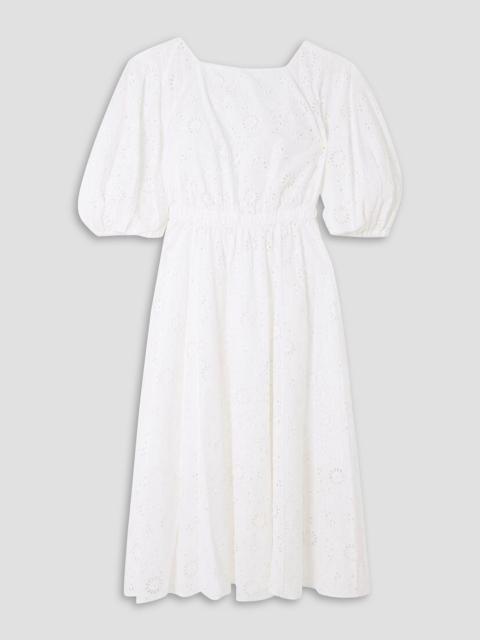 CAROLINA HERRERA Pleated broderie anglaise cotton midi dress