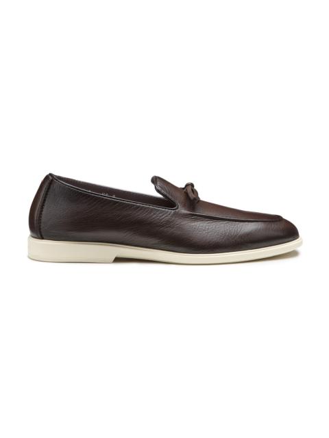 Santoni Men's dark brown leather loafer