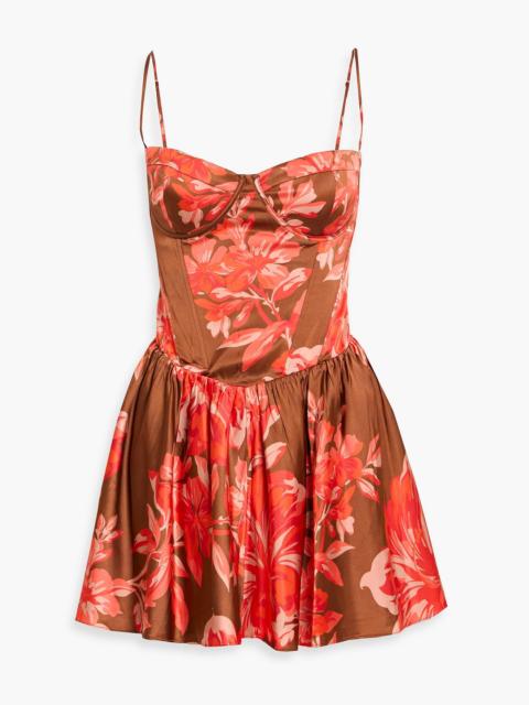 RETROFÊTE Julietta floral-print satin mini dress