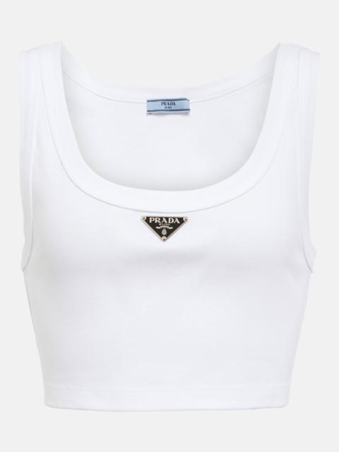 Logo cotton jersey crop top