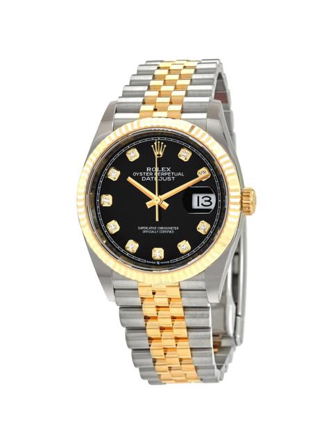 ROLEX Rolex Datejust 36 Black Diamond Dial Men's Stainless Steel and 18kt Yellow Gold Jubilee Watch 126233