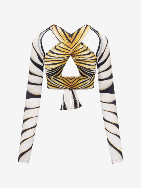 Roberto Cavalli Ray Of Gold Print Cut-Out Top
