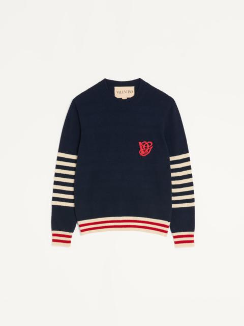 Valentino VALENTINO WOOL SWEATER WITH VG EMBROIDERY