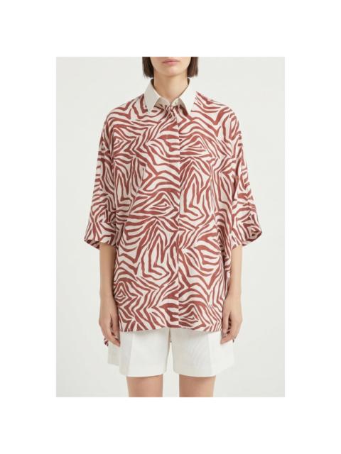 Brunello Cucinelli Brunello Cucinelli Red Silk Blend Oversized Shirt