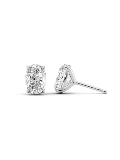 Tresorra - Tresorra 14K White Gold 4 ctw Oval Cut Lab-Grown Diamond IGI Certified Stud Earrings