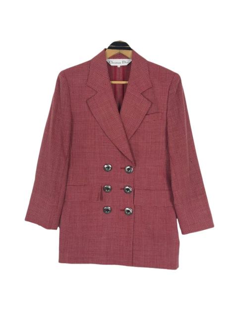Vintage 90s Christian Dior Wool Checkered Pattern Coat
