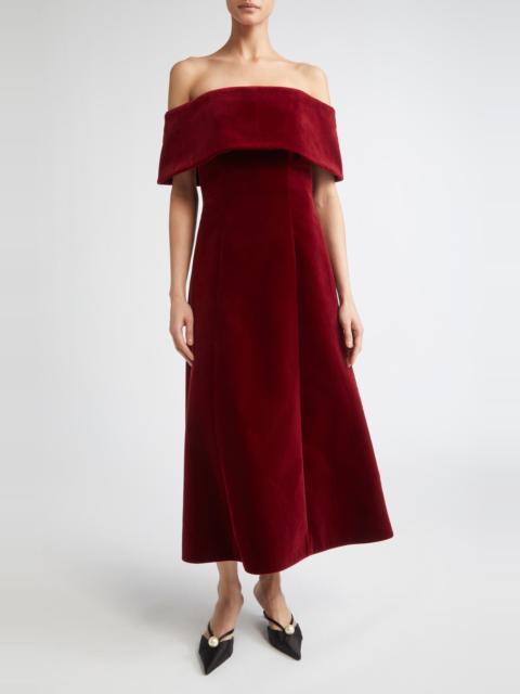 EMILIA WICKSTEAD Emilia Wickstead Carita Off the Shoulder Velvet Gown in Burgundy at Nordstrom
