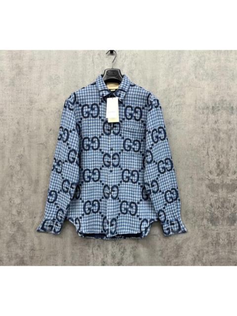 GUCCI Gucci all-logo embroidered wool shirt