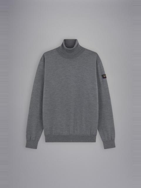 Paul & Shark MERINO WOOL TURTLENECK WITH ICONIC BADGE