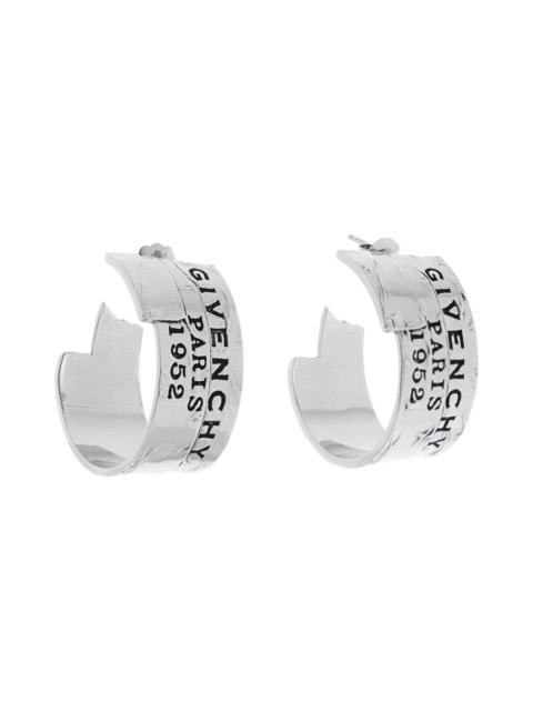 Givenchy Givenchy Tape Logo Hoop Earrings in Antique Silver at Nordstrom