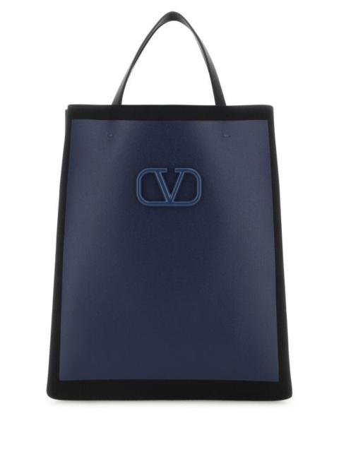 Valentino Garavani Man Two-Tone Canvas Vlogo Signature Shopping Bag