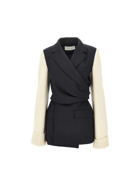 Dries Van Noten Dries Van Noten Women Wool Blazer With Knitted Sleeves