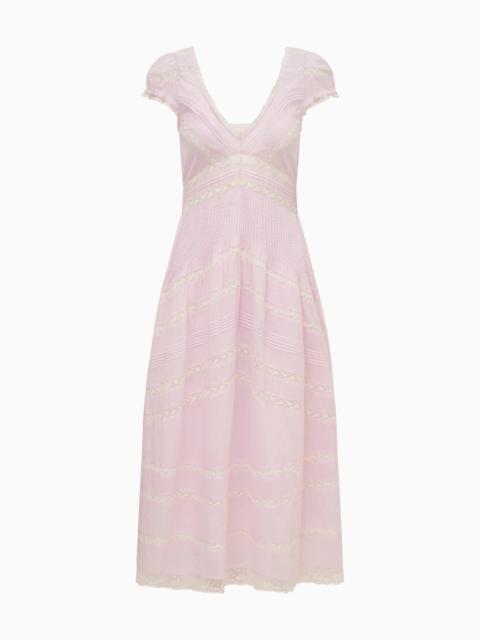 LoveShackFancy Suvi Pink Cotton Midi Dress