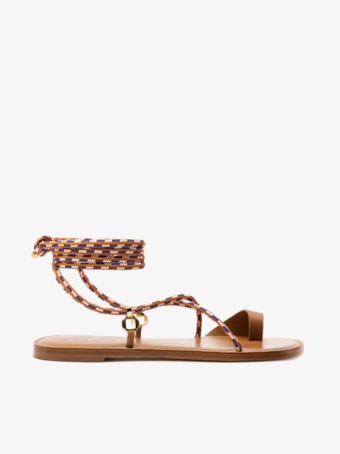 Larroudé Antibes Flat In Caramel Leather