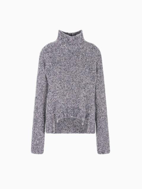 GIORGIO ARMANI MOCK-NECK JUMPER IN BOUCLÉ CASHMERE, AND SILK