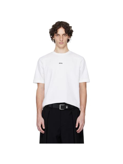 BOSS White Relaxed-Fit Stretch Cotton Logo T-shirt