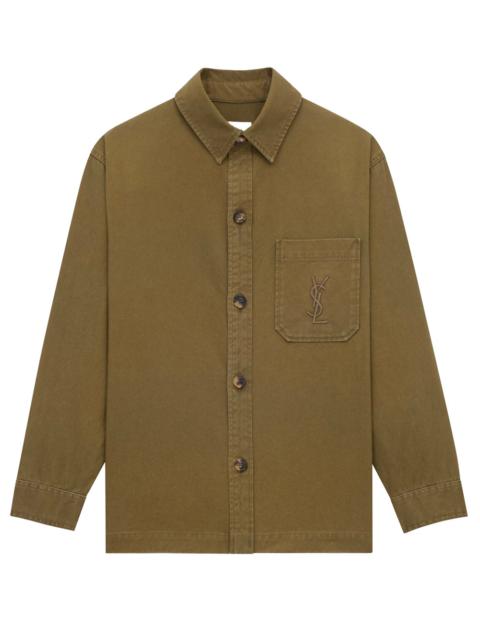 SAINT LAURENT Saint Laurent Women Cassandre Overshirt In Cotton And Linen Gabardine
