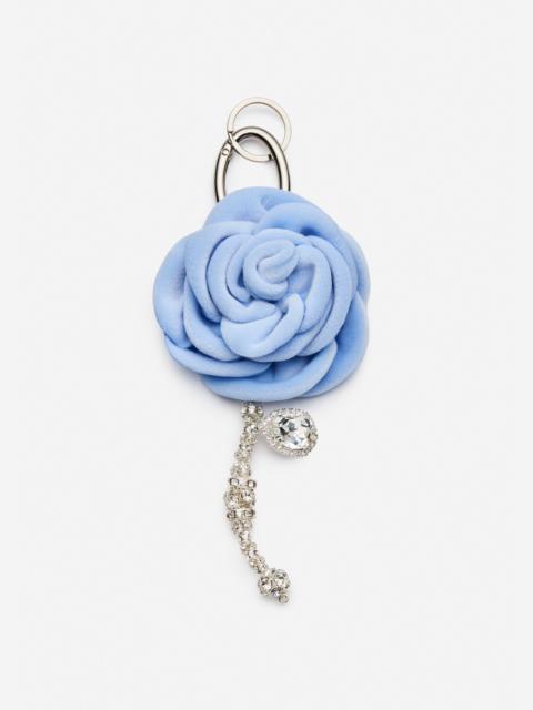 MAGDA BUTRYM Velvet rose keychain in light blue