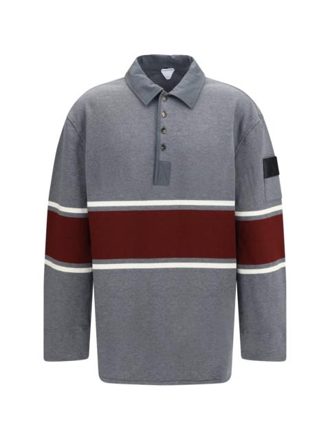 Bottega Veneta Bottega Veneta Oversized Cotton Striped Polo Shirt Grey/Beige/Barolo