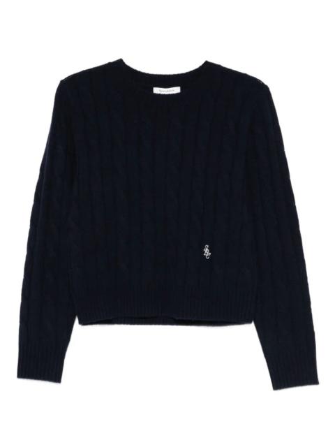 Sporty & Rich "Src" Cableknit Cashmere Sweater