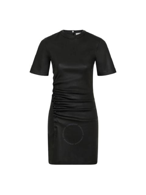 Paco Rabanne Asymmetrical Side Smooth Leather Mini Dress