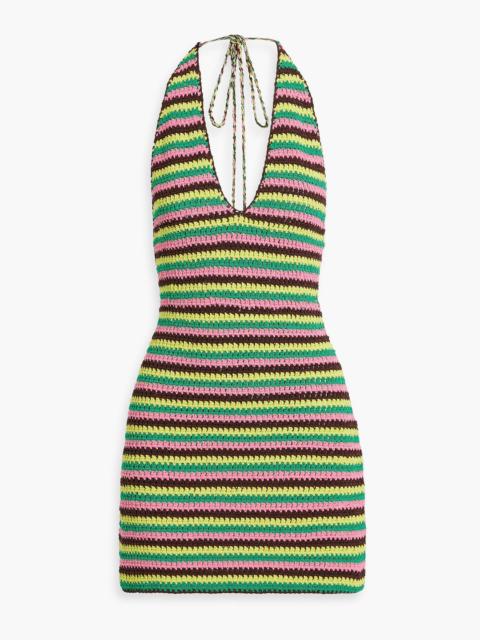 FRAME Julia Sarr-Jamois crocheted cotton-blend halterneck mini dress