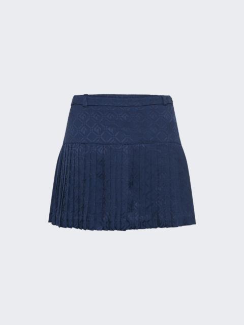 Marine Serre Moon Diamond Jacquard Tailoring Pleated Skirt Navy