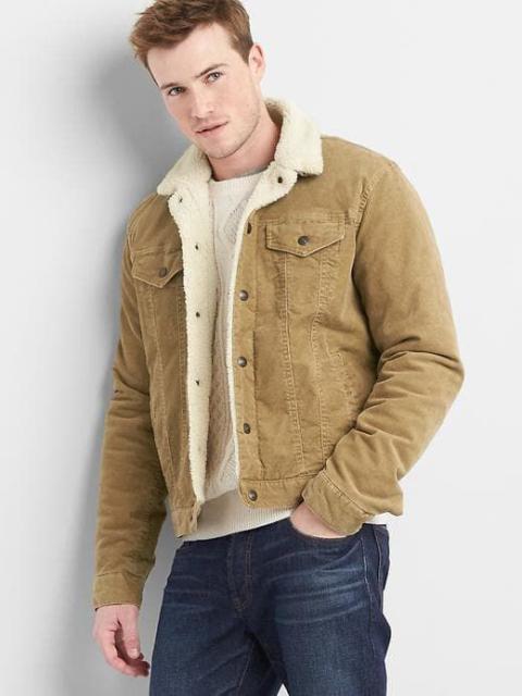 Vintage Gap Denim Sherpa lined Corduroy M Size Brown Colour