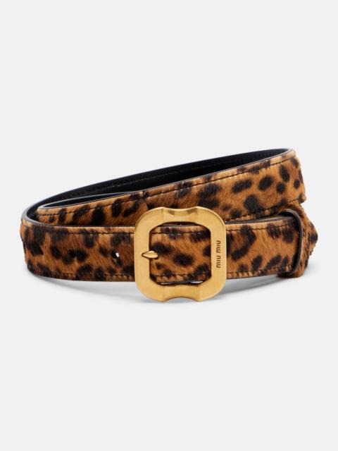 Miu Miu Leopard-print calf hair belt