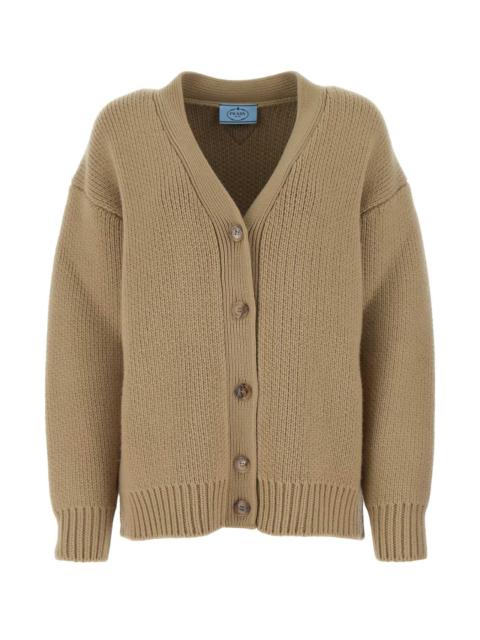 Prada Prada Women Cappuccino Wool Blend Oversize Cardigan
