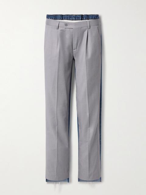 BETTTER Denitrouser Paneled Pleated Wool-blend And Denim Pants