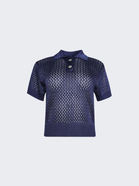 CALLE DEL MAR Sporty Perforated Polo Navy