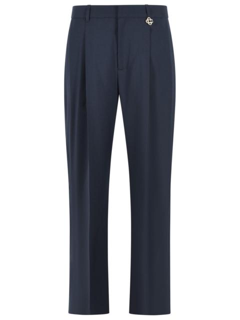 CASABLANCA Casablanca Pleated Blue Wool Trousers