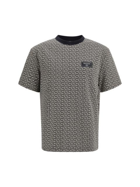Balmain Balmain Men Jacquard T-Shirt With Pb Labyrinth Monogram