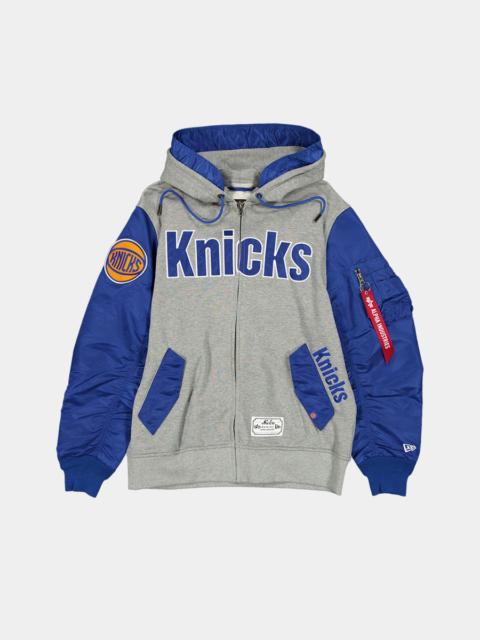 ALPHA INDUSTRIES NEW YORK KNICKS X ALPHA X NEW ERA MA-1 ZIP UP HOODIE