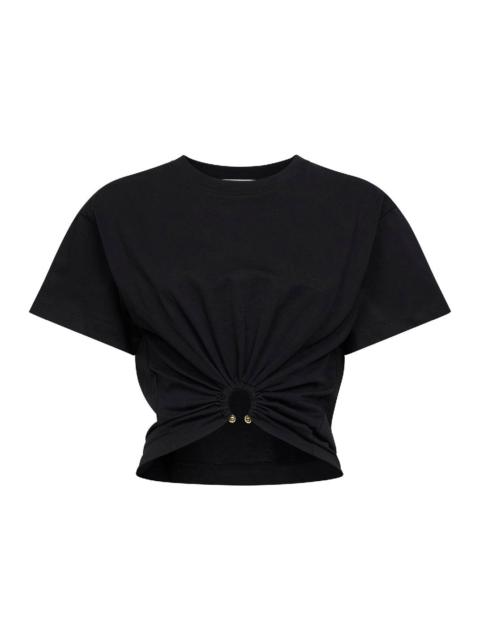 rabanne Rabanne Women Black Cotton Cropped T-Shirt With Piercing
