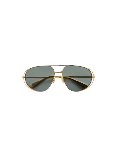 Bottega Veneta CLASSIC AVIATOR SUNGLASSES (GOLD/GREEN)