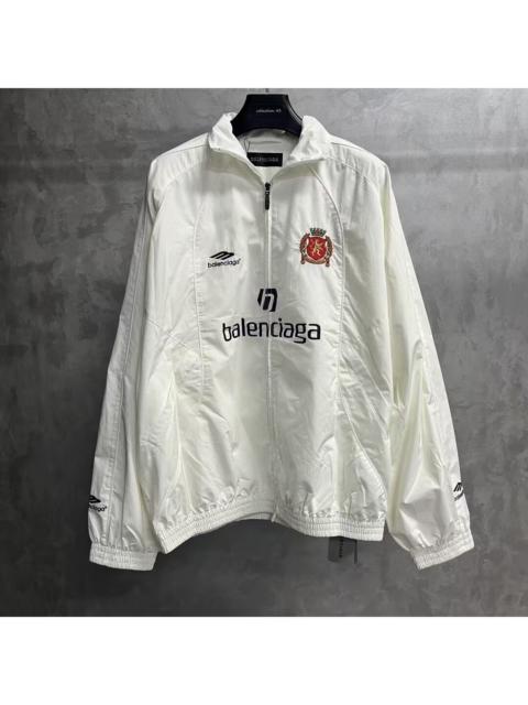 BALENCIAGA Balenciaga White Letter-Print Zip-Up Stand-Collar Jacket