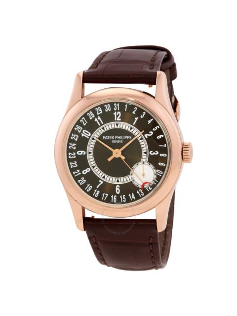 Pre-owned Patek Philippe Calatrava Brown Dial 18K Rose Gold Men's Watch 6000R-001
