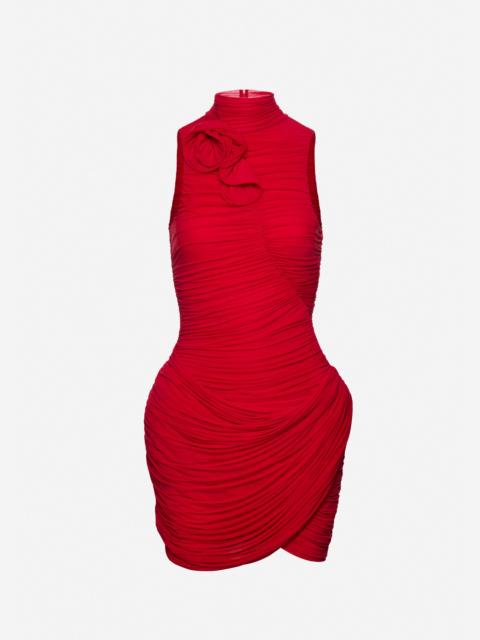 MAGDA BUTRYM High-neck draped mini dress in red